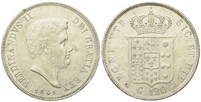 Napoli. Regno delle Due Sicilie. Ferdinando II di Borbone (1830-1859). Piastra 120 Grana 1841. Ag...