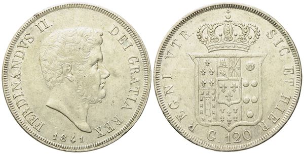 NAPOLI. Regno delle Due Sicilie. Ferdinando II di Borbone (1830-1859). Piastra 120 grana 1841. Ag (27,45 g; 37 mm)  - Auction Modern Coins - Bertolami Fine Art - Casa d'Aste