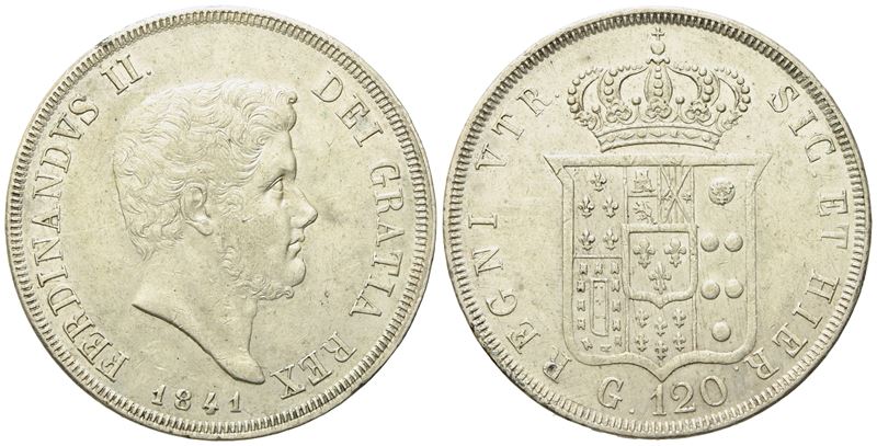 Napoli. Regno delle Due Sicilie. Ferdinando II di Borbone (1830-1859). Piastra 120 Grana 1841. Ag...