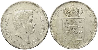 Napoli. Regno delle Due Sicilie. Ferdinando II di Borbone (1830-1859). Piastra 120 Grana 1841. Ag...