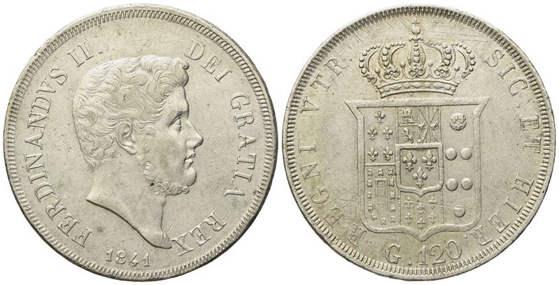 Napoli. Regno delle Due Sicilie. Ferdinando II di Borbone (1830-1859). Piastra 120 Grana 1841. Ag...