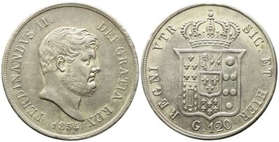 Napoli. Regno delle Due Sicilie. Ferdinando II di Borbone (1830-1859). Piastra da 120 Grana 1854....