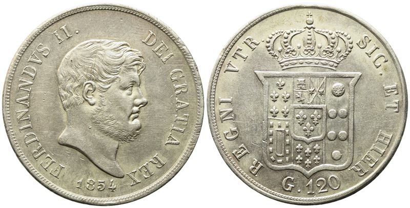 Napoli. Regno delle Due Sicilie. Ferdinando II di Borbone (1830-1859). Piastra da 120 Grana 1854....
