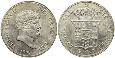 Napoli. Regno delle Due Sicilie. Ferdinando II di Borbone (1830-1859). Piastra da 120 Grana 1856....