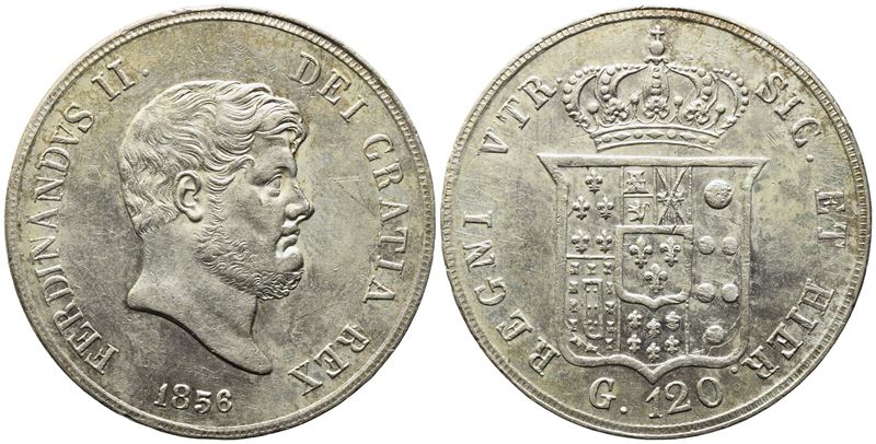 Napoli. Regno delle Due Sicilie. Ferdinando II di Borbone (1830-1859). Piastra da 120 Grana 1856....