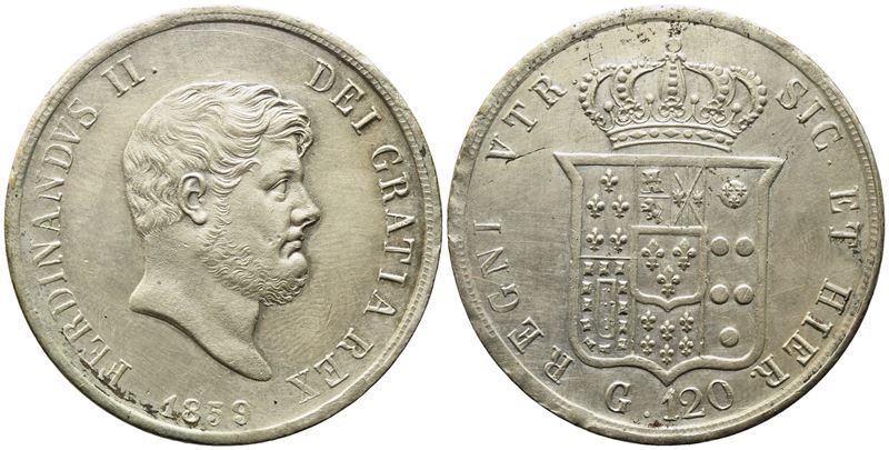 Napoli. Regno delle Due Sicilie. Ferdinando II di Borbone (1830-1859). Piastra da 120 Grana 1859....