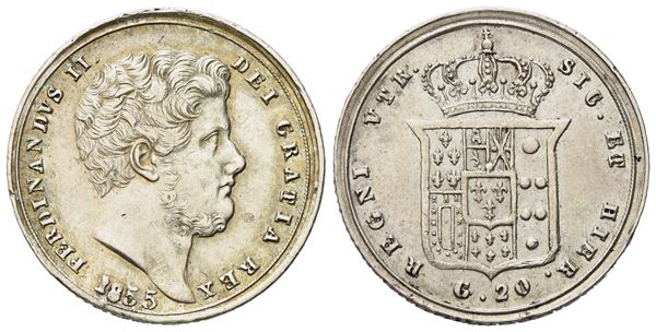 NAPOLI. Regno delle Due Sicilie. Ferdinando II di Borbone (1830-1859). Tarì da 20 grana 1855. Ag (4,58 g; 21,5 mm)  - Asta Monete e medaglie medievali e moderne italiane ed estere - Bertolami Fine Art - Casa d'Aste