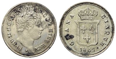 Napoli. Regno delle Due Sicilie. Ferdinando II di Borbone (1830-1859). Mezzo Carlino da 5 Grana 1...