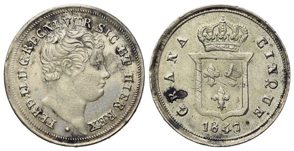 NAPOLI. Regno delle Due Sicilie. Ferdinando II di Borbone (1830-1859). Mezzo carlino da 5 grana 1847. Ag (1,2 g; 16,2 mm)