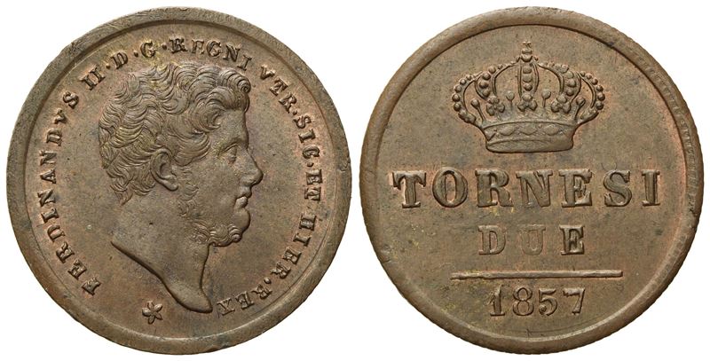 Ferdinando II di Borbone, 2 tornesi 1857, Regno delle Due Sicilie
