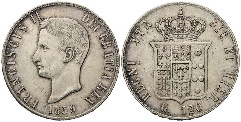 Napoli. Regno delle Due Sicilie. Francesco II di Borbone (1859-1860). Piastra da 120 Grana 1859. ...