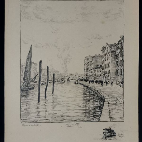 Canale di Cannareggio – Venezia...  - Litography, cm 31x44 - Auction STAMPE, LIBRI E CARTE GEOGRAFICHE  - Bertolami Fine Art - Casa d'Aste