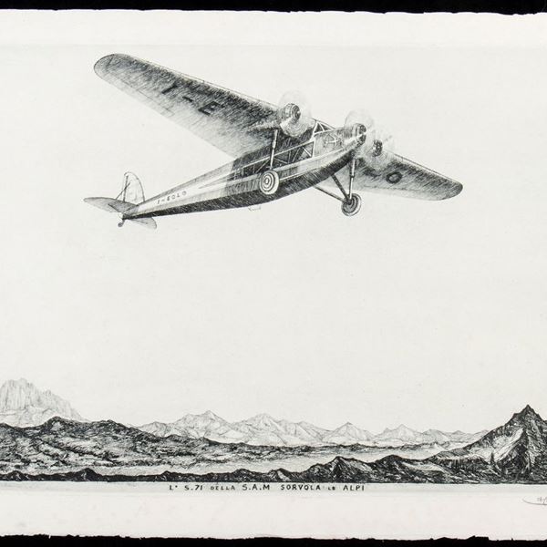 L' S. 71 della S.A.M. sorvola le Alpi - 1932...