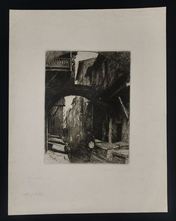 William Scott : Portico of Octavia - Roma, 1880 ca....  - Acquaforte, cm 32,8x 42.8 - Asta STAMPE, LIBRI E CARTE GEOGRAFICHE  - Bertolami Fine Art - Casa d'Aste