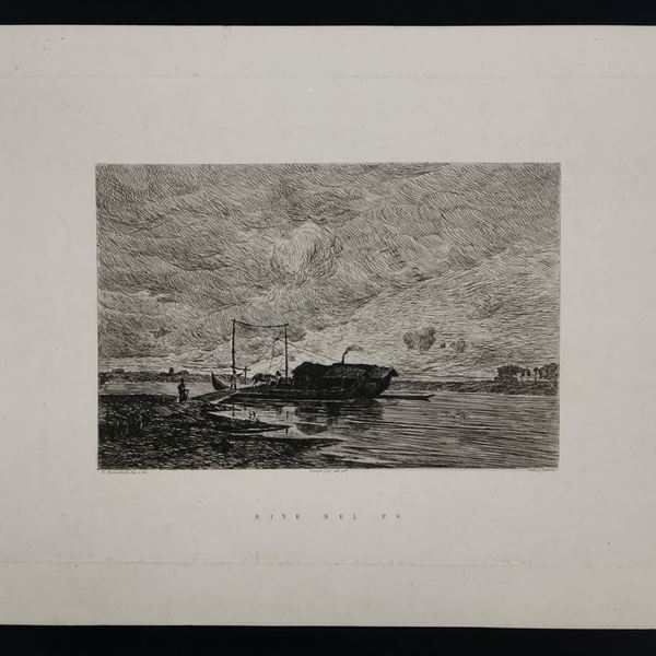 Ernesto Pochintesta : Le Rive del Po, 1837...  - Etching, cm 43x31,3 (sheet) - Auction STAMPE, LIBRI E CARTE GEOGRAFICHE  - Bertolami Fine Art - Casa d'Aste