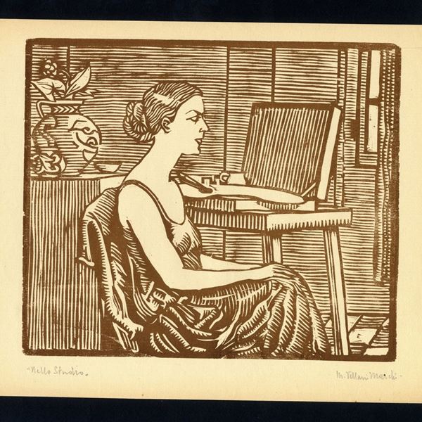 Mario Vellani Marchi : Nello studio...  - Woodcut, cm 30,5x23,5 - Auction STAMPE, LIBRI E CARTE GEOGRAFICHE  - Bertolami Fine Art - Casa d'Aste