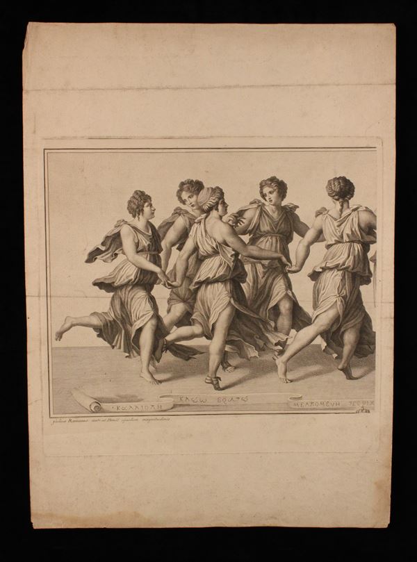 Ferdinando Gregori : La Danza di Apollo con le Muse...  - Etching, cm 42,7x59 - Auction STAMPE, LIBRI E CARTE GEOGRAFICHE  - Bertolami Fine Art - Casa d'Aste