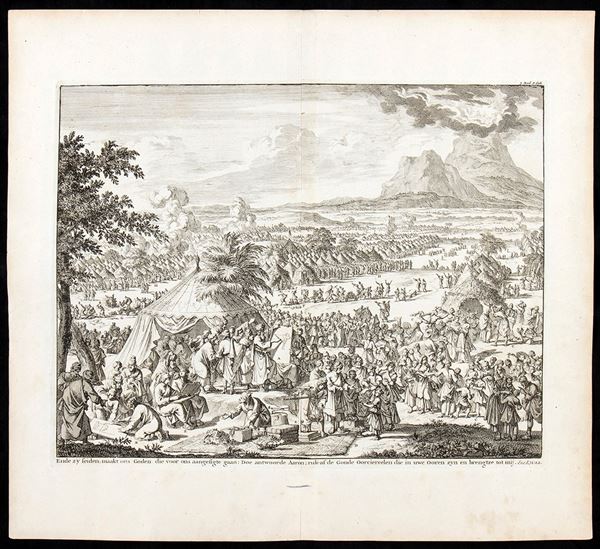 Jan Luyken : E loro dissero: realizza un dio per noi...  - acquaforte, cm 43x39 - Asta STAMPE, LIBRI E CARTE GEOGRAFICHE  - Bertolami Fine Art - Casa d'Aste