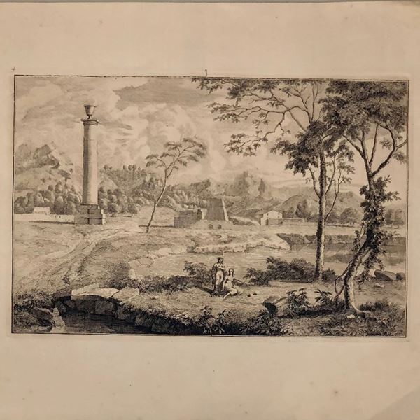 Adolf van der Laan (1690 c.-1742)? - Paessaggio con figure...