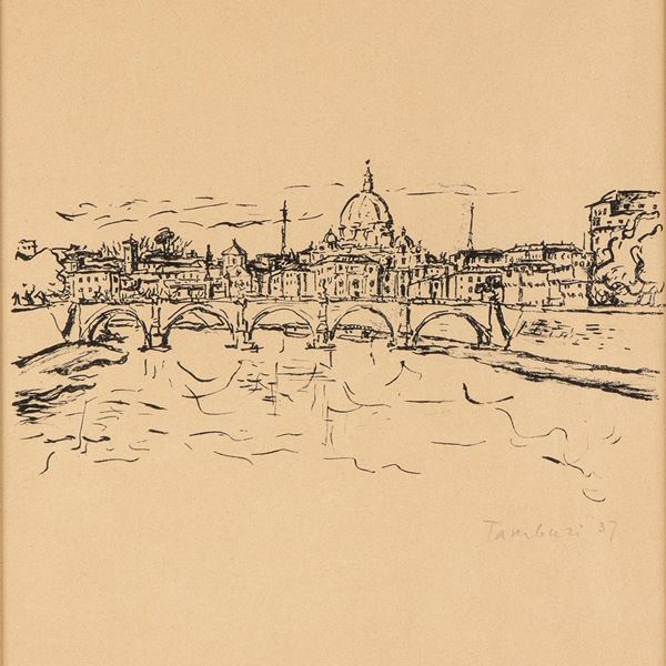 Veduta di San Pietro e Ponte S. Angelo a Roma, 1937...