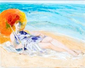ENNIO CALABRIA - Young lady on the seashore