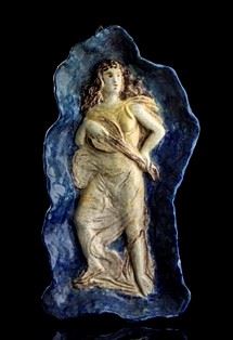 Angelo Ungania - Placca da Muro Raffigurante Ragazza con Mandolino