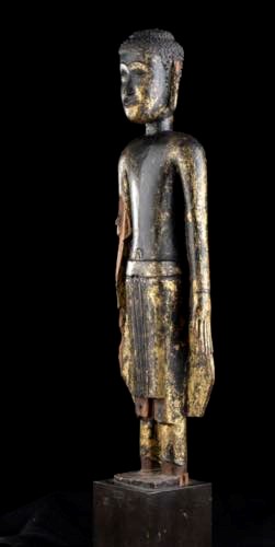 BUDDHA IN LEGNO LACCATO E DORATO