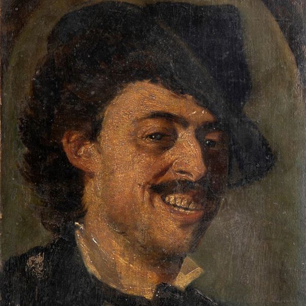 ORESTE  DA MOLIN - Ritratto di uomo sorridente al recto e bozzetto di anziano dignitario al verso, 1876