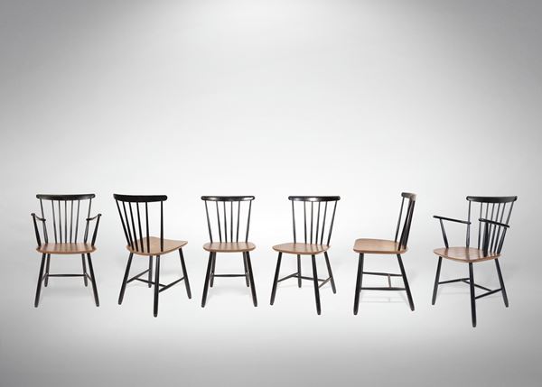 Ilmari  Tapiovaara - Set of six Fannett chairs