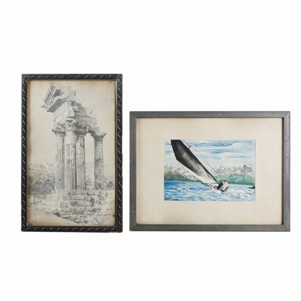 Lot of 2 drawings: