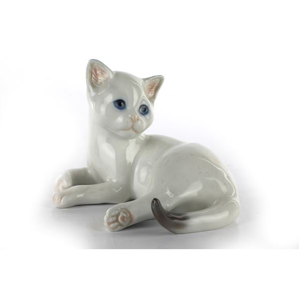 Royal Copenhagen polychrome porcelain cat