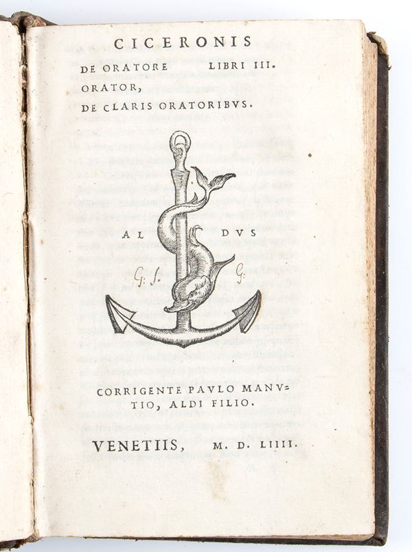 CICERONE: DE ORATORE LIBRI III. Venezia Manuzio 1554