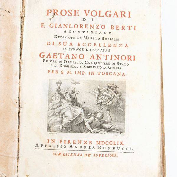 GIANLORENZO BERTI	PROSE VOLGARI. Firenze 1759