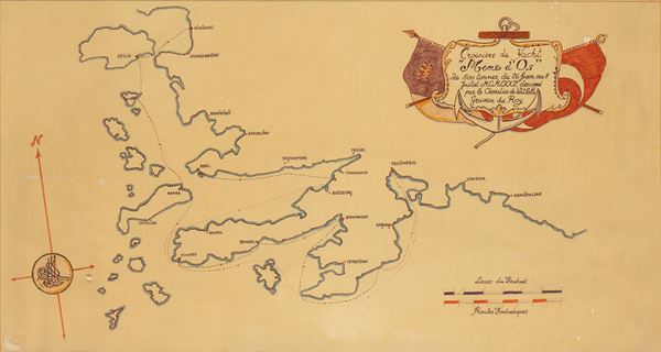 Drawing depicting the route traveled by the Yatch D'Os