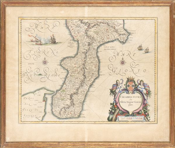 Antica carta topografica acquarellata