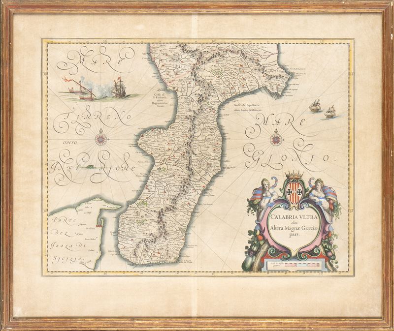Antica Carta Topografica Acquarellata