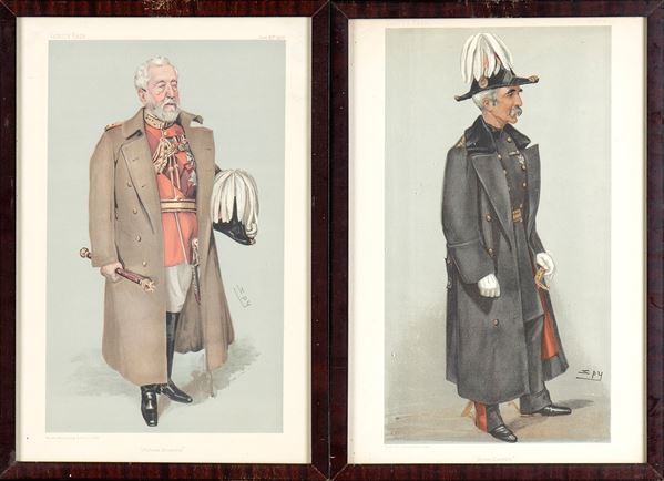 Lotto di due stampe  raffiguranti uniformi inglesi