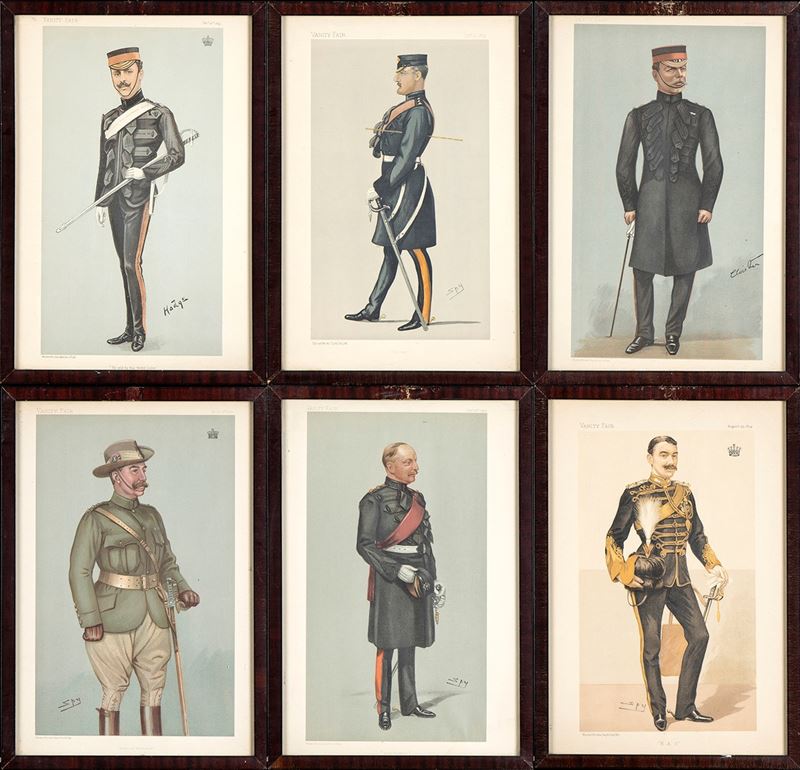 Sei Stampe Raffiguranti Uomini in Uniforme