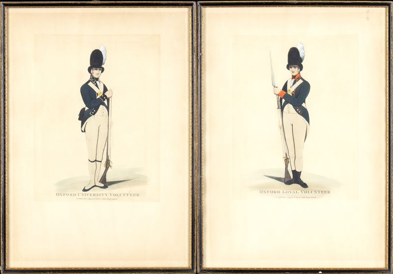 Due Stampe Acquarellate Raffiguranti Uniformi XVIII Secolo