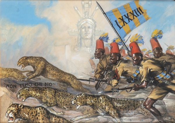 Dipinto " non temo che Dio "  - Asta Militaria, Medaglie e Ordini Cavallereschi - Bertolami Fine Art - Casa d'Aste