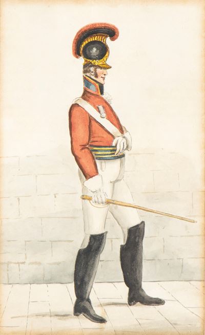 Gouache Raffigurante Dragone