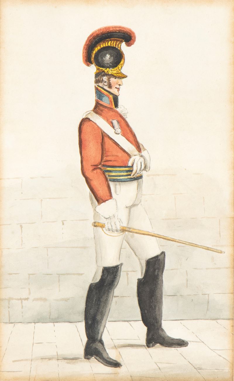 Gouache Raffigurante Dragone