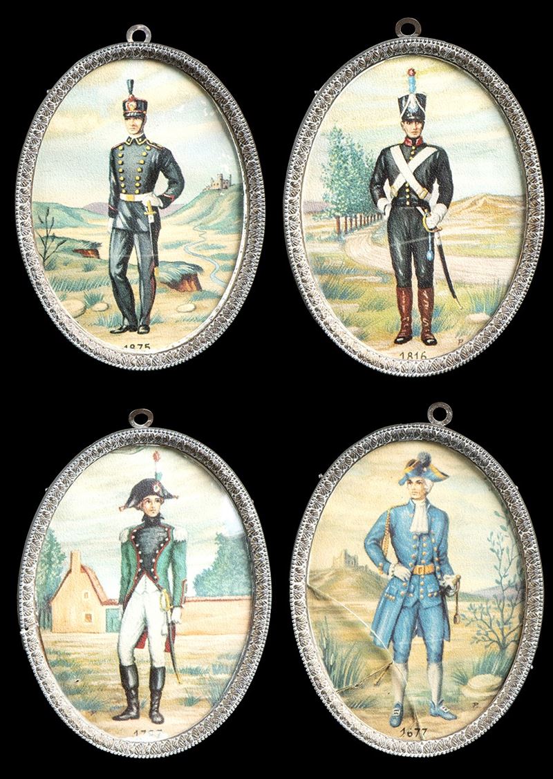 Quattro Miniature Acquarellate