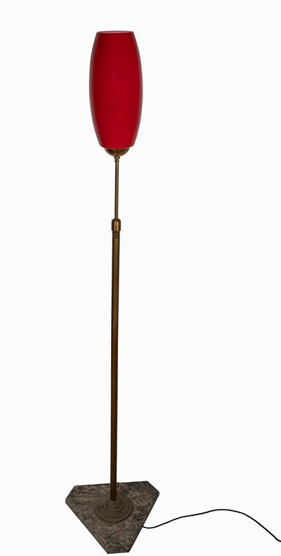 Lampada da Terra Vintage in Vetro di Murano Rosso