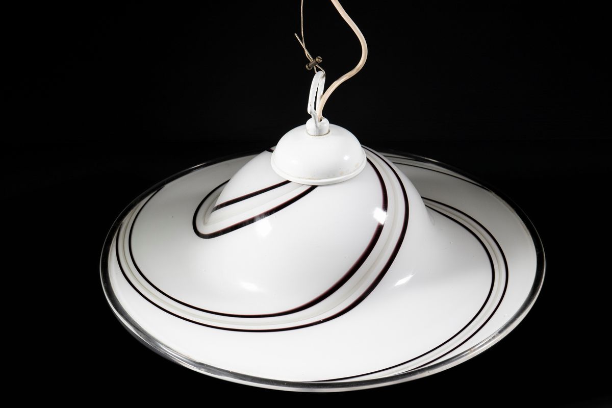 Lampadario di Murano Bianco e Nero