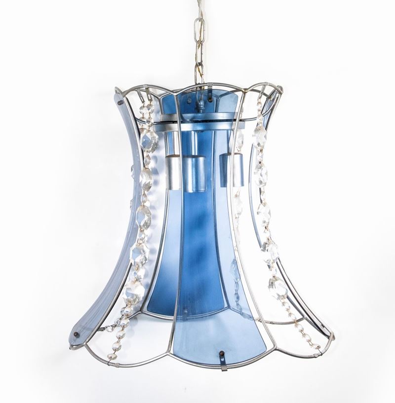 Lampadario in Cristallo Blu