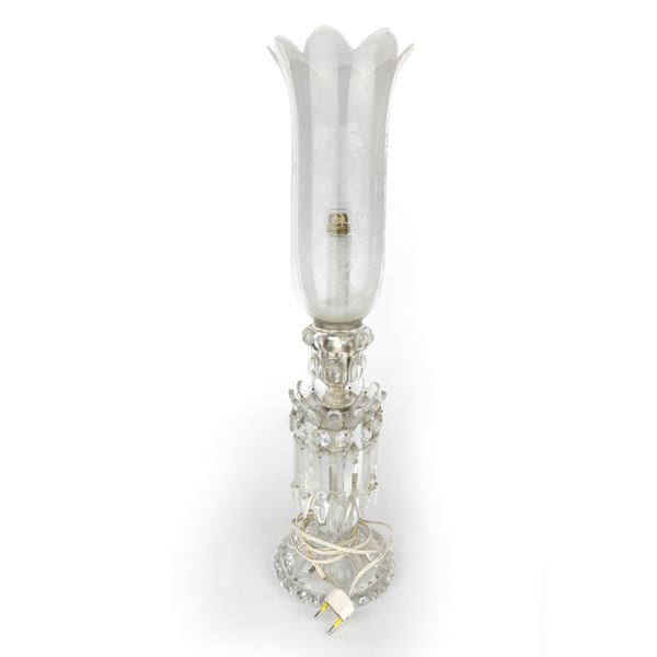 Table lamp in worked glass