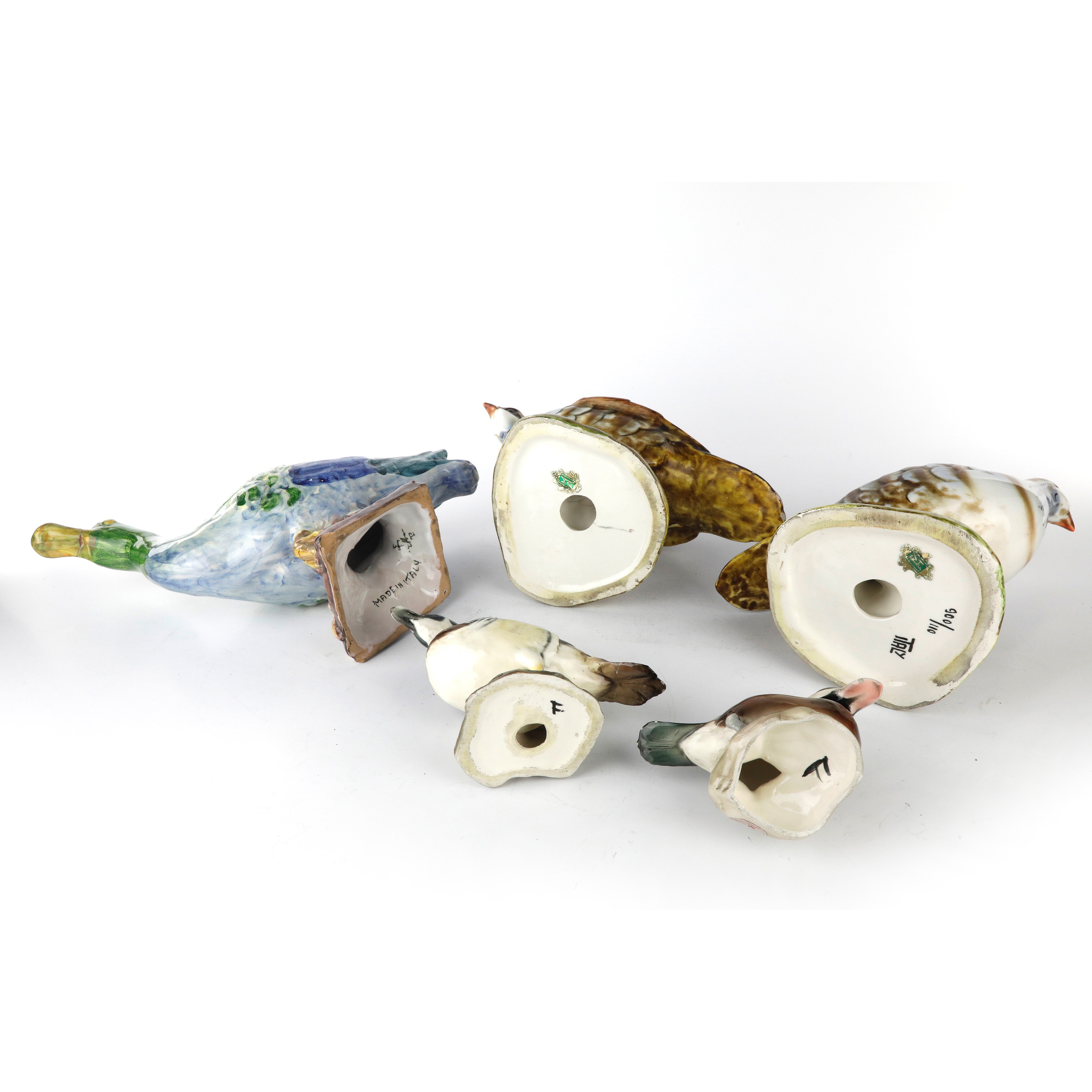 Lotto di 3 Anatre e 2 Starne in Ceramica