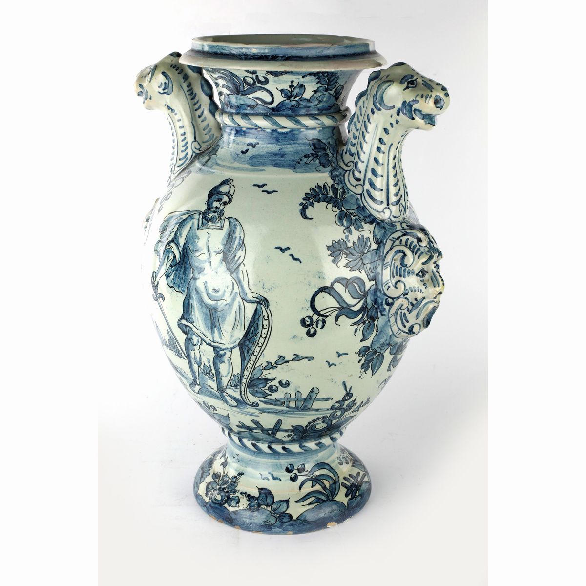 Idria in Ceramica Biansato con Personaggi e Paesaggio