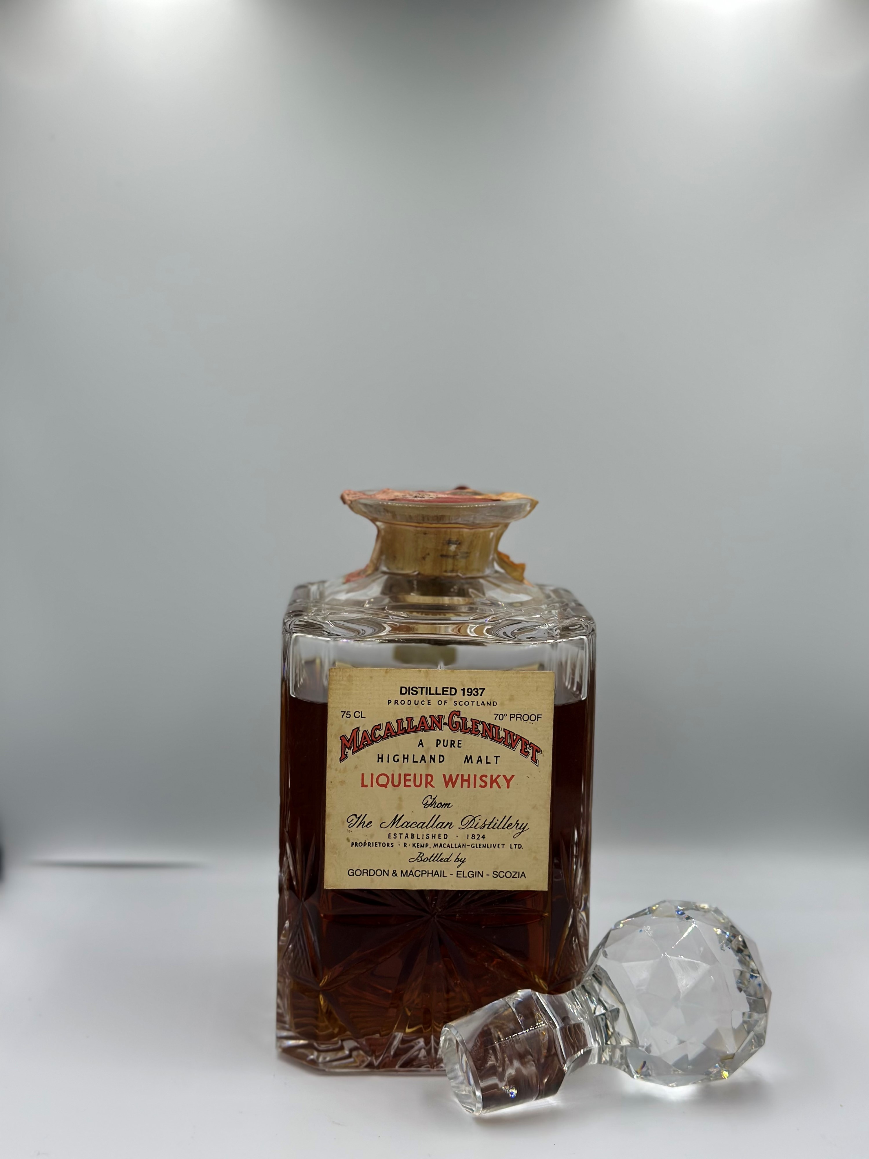 The Macallan Liquer Whisky Gordon e Macphail Crystal Decanter 1937